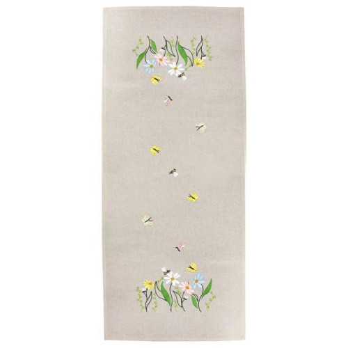 Pastel Meadow traced linen table runner kit by Make It. 
