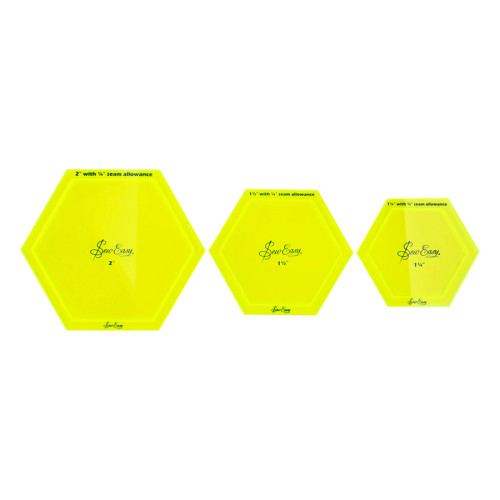 Sew Easy Hexagon patchwork quilting Template Set with 1/4 inch seam allowance ER972