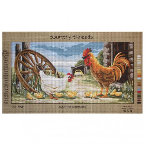 Country Farmyard Tapestry Canvas by Country Threads