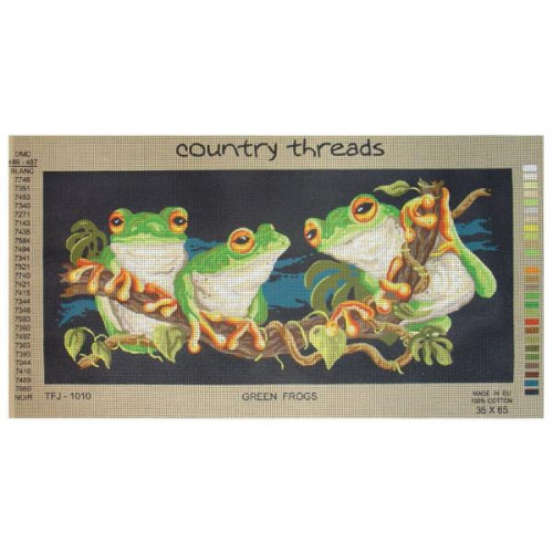 Green Frogs Tapestry Canvas by Country Threads
