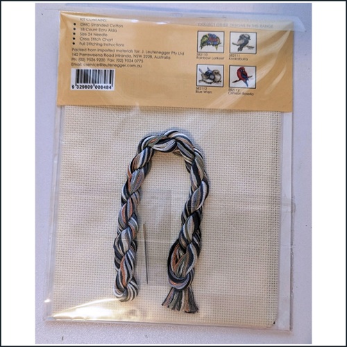 Small Kookaburra cross stitch kit from the Australian Collection by Lesley Suzanne Davies
