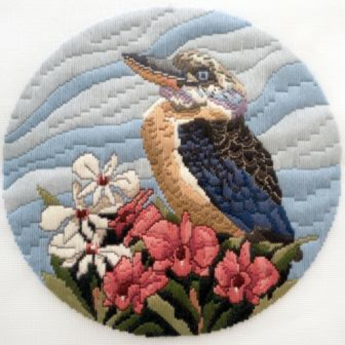 Blue Winged Kookaburra long stitch kit by Helene Wild