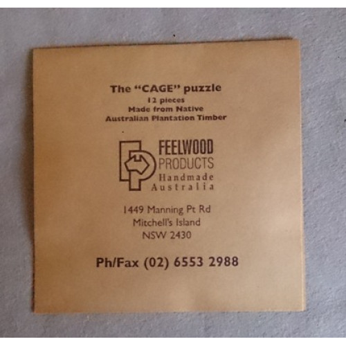 The Cage Puzzle, 12 piece, 13cm cube, wood brain teaser.