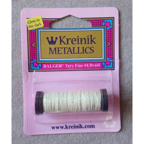 Kreinik Very Fine #4 Metallic Braid, Fluoro/glow in dark Grapefruit VF 052FS 11m