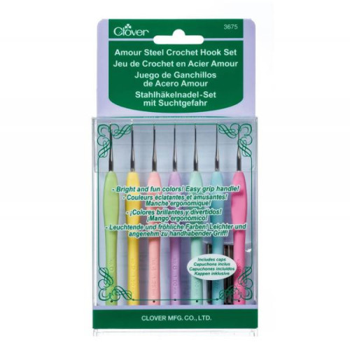 Clover Amour Steel Crochet Hook 3675 set of 7