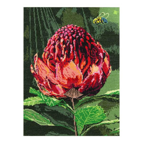 Blue Banded Bee and Waratah counted cross stitch kit 